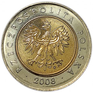 Polska, III RP, 5 złotych 2008, Warszawa, UNC (1)