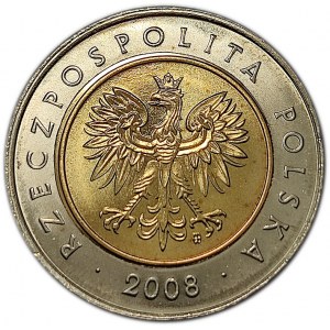 Polska, III RP, 5 złotych 2008, Warszawa, UNC (2)