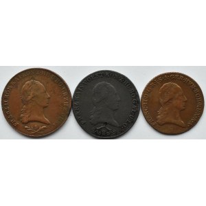 Austria, Franciszek II, lot monet kreuzer (krajcar) A/B/S, Wiedeń/Kremnica/Smolnik