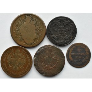 Austria, Maria Teresa, Józef II, lot monet kreuzer 1763-1861, Wiedeń, Smolnik, Kremnica
