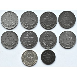 Austria/Węgry, Franciszek Józef I/Karol, lot drobnych monet dla Węgier
