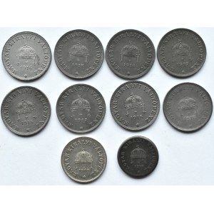 Austria/Węgry, Franciszek Józef I/Karol, lot drobnych monet dla Węgier