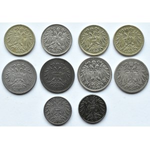 Austria/Węgry, Franciszek Józef I/Karol, lot drobnych monet dla Austrii
