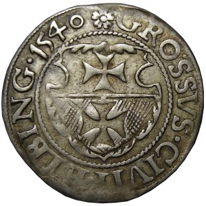 Zygmunt I Stary, grosz 1540, Elbląg, ładny egzemplarz