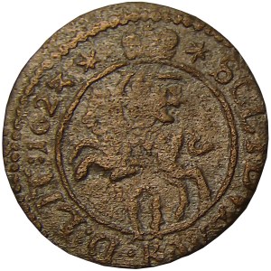 Zygmunt III Waza, szeląg 1623, Wilno, odmiana z R w napisie otokowym