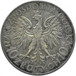 Polska, II RP, Głowa kobiety, 10 złotych 1933, Warszawa, bardzo ładne