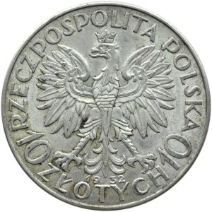 Polska, II RP, Głowa kobiety, 10 złotych 1932, bez znaku mennicy, Warszawa