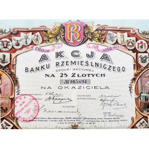 Poland, Bank Rzemieślniczy action for 25 zlotys, 2nd issue, Łódź 1925, no. 005894