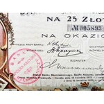 Polen, Bank Rzemieślniczy Aktion über 25 Zloty, 2. Ausgabe, Łódź 1925, Nr. 005893