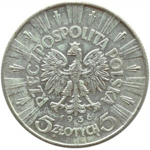 Polska, II RP, Józef Piłsudski, 5 złotych 1936, Warszawa