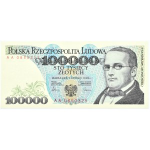Polska, 100000 złotych 1990, seria AA, Warszawa, UNC