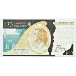 Polska, Fryderyk Chopin, 20 złotych 2009, Warszawa, UNC