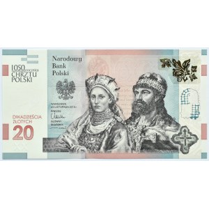 Polska, 1050-lat Chrztu Polski, 20 złotych 2015, Warszawa, UNC