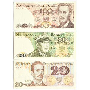 Polska, PRL, lot banknotów 20-100 złotych (2), UNC