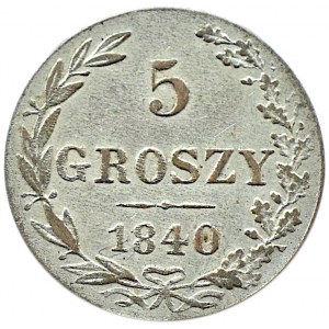 Mikołaj I, 5 groszy 1840 MW, Warszawa, ładne!