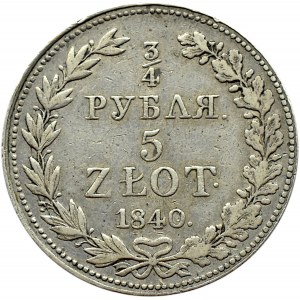 Mikołaj I, 3/4 rubla/5 złotych 1840 MW, Warszawa