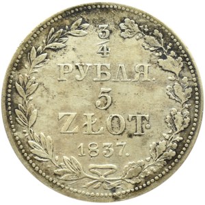 Mikołaj I, 3/4 rubla/5 złotych 1837 MW, Warszawa