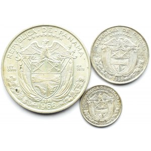 Panama, lot 3 monet Balboa 1953-66, 1, 1/4 i 1/10 balboa, srebro