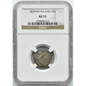 Mikołaj I, 10 groszy 1839 MW, Warszawa, NGC AU53