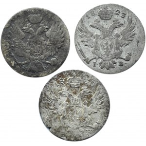 Mikołaj I, lot 5 groszy 1830-1838, 3 sztuki, Warszawa