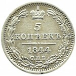 Rosja, Mikołaj I, 5 kopiejek 1844 KB, Petersburg, rzadkie