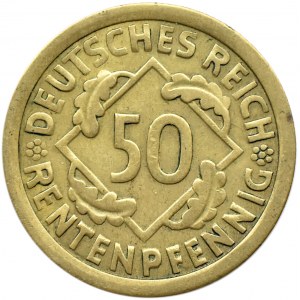 Niemcy, Republika Weimarska, 50 rentenpfennig 1924 F, Stuttgart