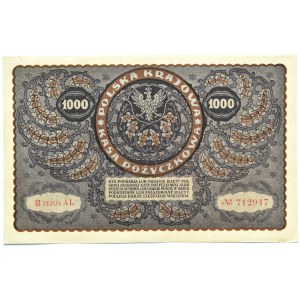 Polen, Zweite Republik, 1000 Mark 1919, 3. Serie AL - Typ 8