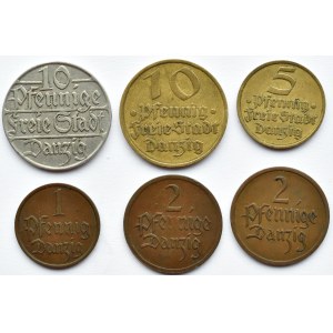 Wolne Miasto Gdańsk, lot monet - pfennig 1923-1937, Berlin/Utrecht