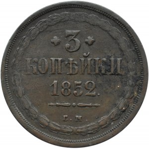 Rosja, Mikołaj I, 3 kopiejki 1852 E.M., Jekaterinburg