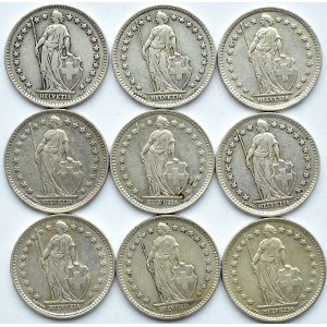 Szwajcaria, lot franków 1934-1960 B, Berno (3)