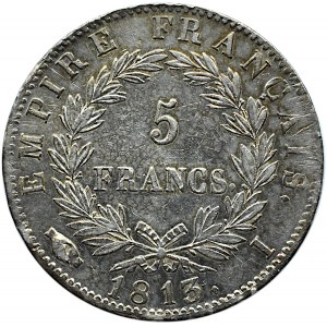 Francja, Napoleon Bonaparte, 5 franków 1813 I, Limoges, rzadkie