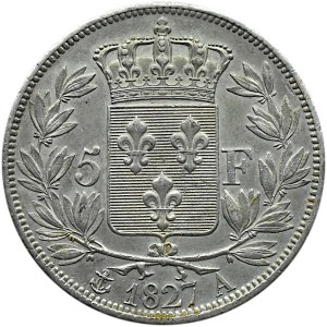Francja, Karol X, 5 franków 1827 A, Paryż
