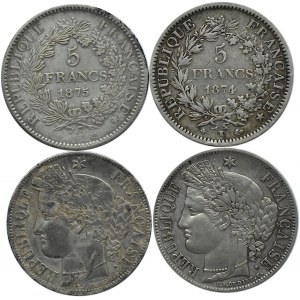 Francja, Republika, lot 5 franków 1850-1874 A, Paryż