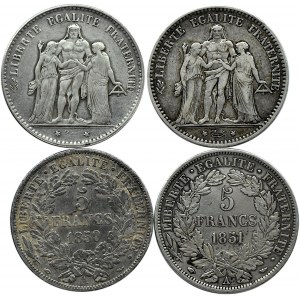 Francja, Republika, lot 5 franków 1850-1874 A, Paryż