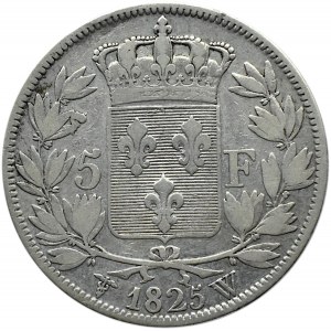 Francja, Karol X, 5 franków 1825 W, Lille