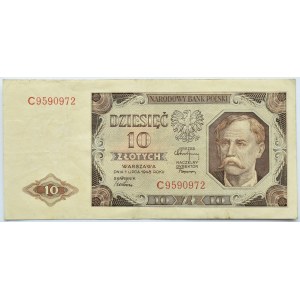 Polska, RP, 10 złotych 1948, seria C, rzadkie