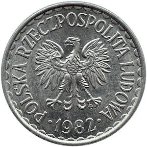 Polska, PRL, 1 złoty 1982, wąska data, Warszawa, rzadka odmiana