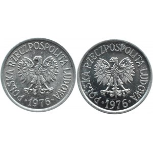 Polska, PRL, 20 groszy 1976 - dwie odmiany, mała i duża data, Warszawa, UNC
