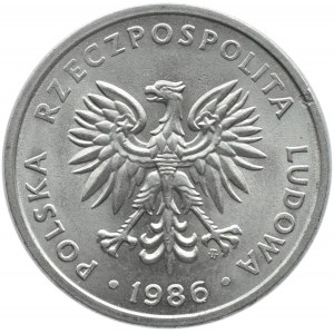 Polska, PRL, 20 złotych 1986 - szeroka data, Warszawa, bardzo rzadka odmiana