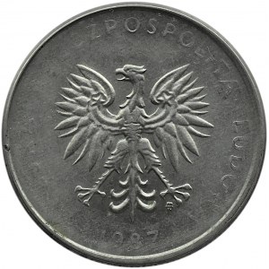 Polska, PRL, 10 złotych 1987, zapchany stempel, częściowy brak ząbkowania rantu