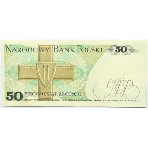 Polska, PRL, 50 złotych 1988, seria GW, przebarwienia farby na marginesie