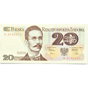 Polska, PRL, Romuald Traugutt, 20 złotych 1982, seria A, UNC