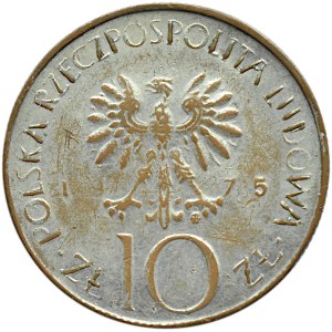 Polska, PRL, A. Mickiewicz, 10 złotych 1975, falsyfikat z epoki