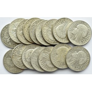 Polska, II RP, Głowa kobiety, lot 10 złotych 1932-33, Warszawa, 16 sztuk