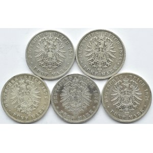 Niemcy, Prusy, Wilhelm I, lot 5 marek 1874-1876 A, Berlin