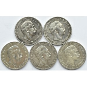 Niemcy, Prusy, Wilhelm II, lot 5 marek 1895-1903 A, Berlin (1)