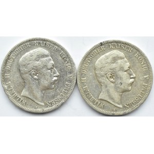 Niemcy, Prusy, Wilhelm II, lot 5 marek 1891, 1892 A, Berlin (3)