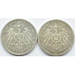 Niemcy, Prusy, Wilhelm II, lot 5 marek 1891, 1892 A, Berlin (3)