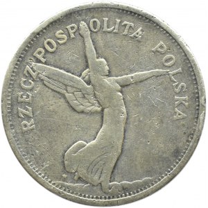 Polska, II RP, 5 złotych 1928 Nike, Warszawa, odmiana ze znakiem mennicy