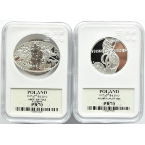 Polska, III RP, Kompletny rocznik 2010 - GCN MS70, oksydowana MS67, UNC